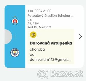 Lístok na Slovan-Manchester City