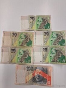 Predám 20 korún slovenských a 100 korún slovenských