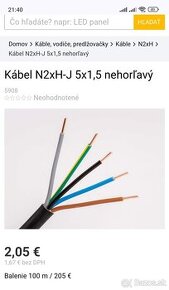 Kábel N2xH-J 5x1,5