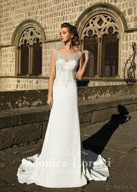 Svadobné šaty 40 elegantné nádherný "čipkovaný" chrbát - 1