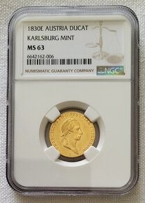 Zlatý dukát Františka I., 1830E, NGC MS63 - TOP stav