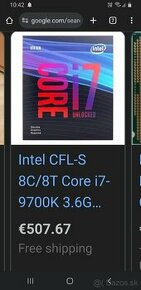 Intel i7-9700K,vymenim za i7-9700 +doplatok