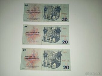 BANKOVKY 20 KČS, 1970, NEJVZÁCNĚJŠÍ SÉRIE M