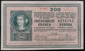 200 KORÚN ROK 1918 - RAKÚSKO-UHORSKO- RUB BEZ RASTRU- VZÁCNA