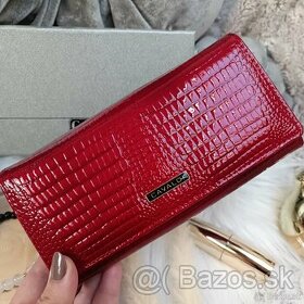 Krásna červená KOŽENÁ peňaženka - 1