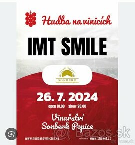 Vstupenka pre 2 os na koncert IMT Smile vo vinárstve Sonberk