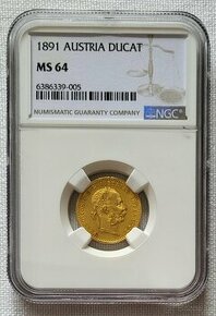 Zlaté dukáty FJI 1891, 1906, 1913, všetky MS64