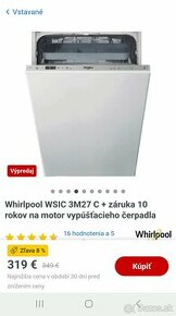 Whirpool umyvačka riadu 45 cm vstavaná