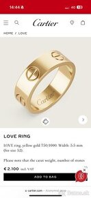 Cartier love veľkosť 65 18k