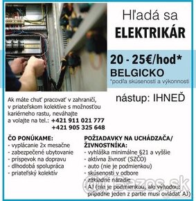 HĽADÁME ELEKTRIKÁROV