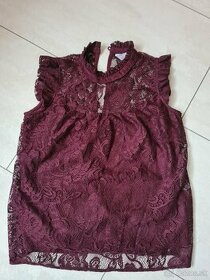 Čipkovana burgundy blúzka dorothy perkins, velkost 8/36 - 1