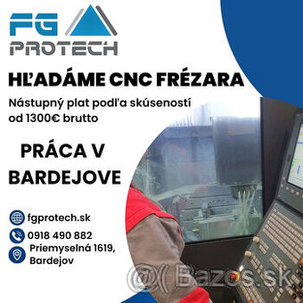 CNC frézar-práca v Bardejove