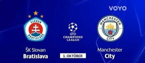 ŠK Slovan - Man.City Liga majstrov dva lístky vedla seba