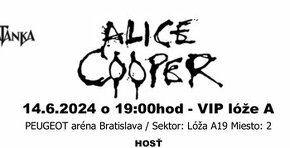 Alice cooper VIP LOZA  - 2 lístky za polovicu - 1