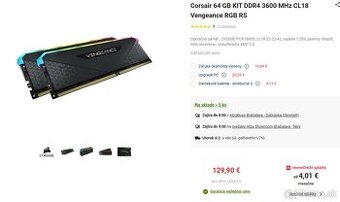 Corsair 64 GB KIT DDR4 3600 MHz CL18 Vengeance RGB RS