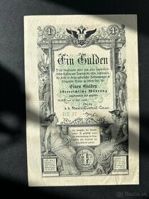 Bankovky Rakúsko-Uhorsko 1 Gulden 1866 krásny