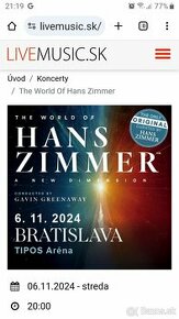 Koncert Hans Zimmer v Bratislave /REZERVOVANÉ/