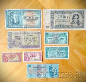 Predám československé bankovky 1945-50 + 20 Kčs z r.1970