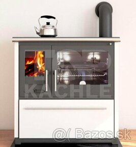 Kachlovy sporak Plamen 850Glas 8kW prava strana biely - 1