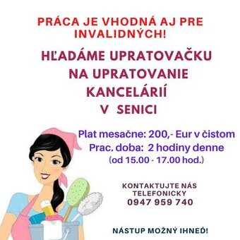 Práca upratovanie Senica