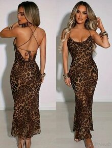 Sexi leopardie šaty s holým chrbtom v S - 1
