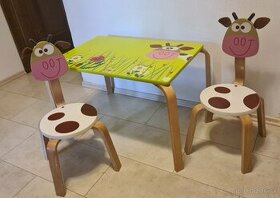 Detský stôl so stoličkami Scratch kravička - 1