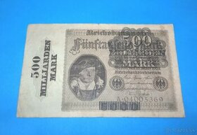 VZÁCNÁ Bankovka NĚMECKO - 500 miliard Marek 1923