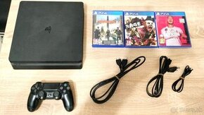 PS4 Slim s 500GB HDD + príslušenstvo a 3 hry