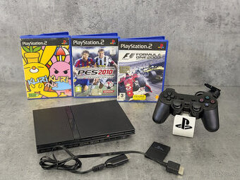 Sony Playstation 2, 1 ovládač, 8MB karta, 3 hry (PES, F1... - 1