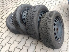 • "16 plechové disky 5x112 + zimné pneu 205/55 R16 •