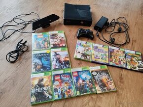 Xbox 360 s kinectom, ovládačom, hrami