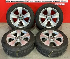 R16 5x112 Original Skoda SuperB 7J ET45  +205/55 letné pneu