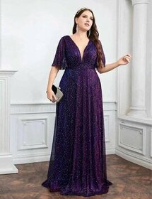 krásne dlhé fialové spoločenské šaty - 1
