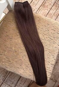 Clip in ludske vlasy, tmavo hnede, 70 cm, 160 g