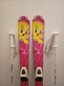 Krasne detske 110 cm lyze LOONEY TUNES + palicky