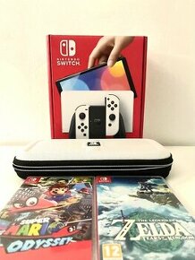 Nintendo Switch OLED + 2 HRY + OBAL + FÓLIA + 2 ROKY ZÁRUKA - 1