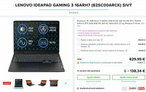 Lenovo IdeaPad Gaming 3 16ARH7 (82SC00ARCK) sivý - 1