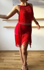 Červené strapcové šaty na latinskoamerické tance - 1