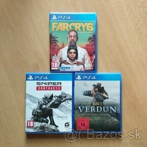 Hry PS 4 Farcry 6 , Sniper contracts, Verdun WW1 .