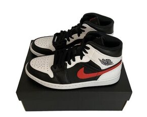 Nike Air Jordan 1 Mid Black Chile Red White č.44