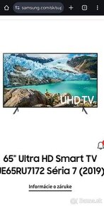 Predám smart tv samsung series7 164 uhlopriečka na náhradné