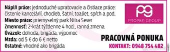 Upratovacie práce DHL - Nitra