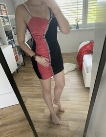 Rúžovo- čierné šaty, veľkosti L