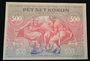 500 Kč 1919 výroční bankovka A. Mucha, Ivančice 2020, UNC st - 1