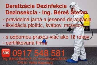 DERATIZÁCIA, DEZINFEKCIA, DEZINSEKCIA