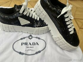 Luxusné trblietave tenisky PRADA