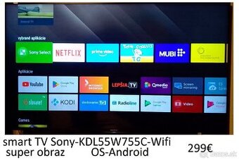 predám Smart televízor -Sony KDL55W755C-139cm-Wifi