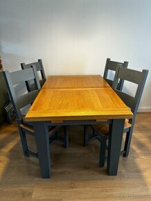 Masívny Jedálenský stôl rozkladací 140-180x90 + 4 stoličky - 1