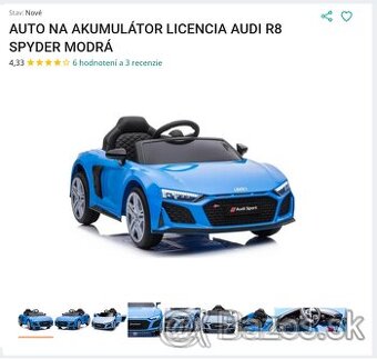 Predám nové elektrické autíčko AUDI R8 SPYDER