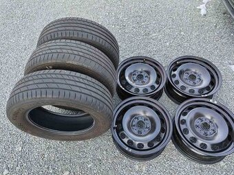 3x Letné pneu KUMHO + 4xplechové disky 16" Octavia IV